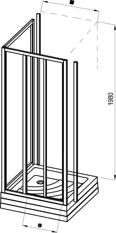 Dreiteilige Duschschwenktür ASDP3+APSS