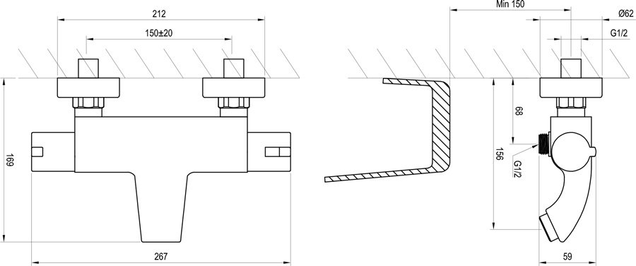 Thermostat- Badewannenarmatur Termo 200