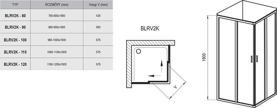 Duschgleittür Blix BLRV2K+BLRV2K