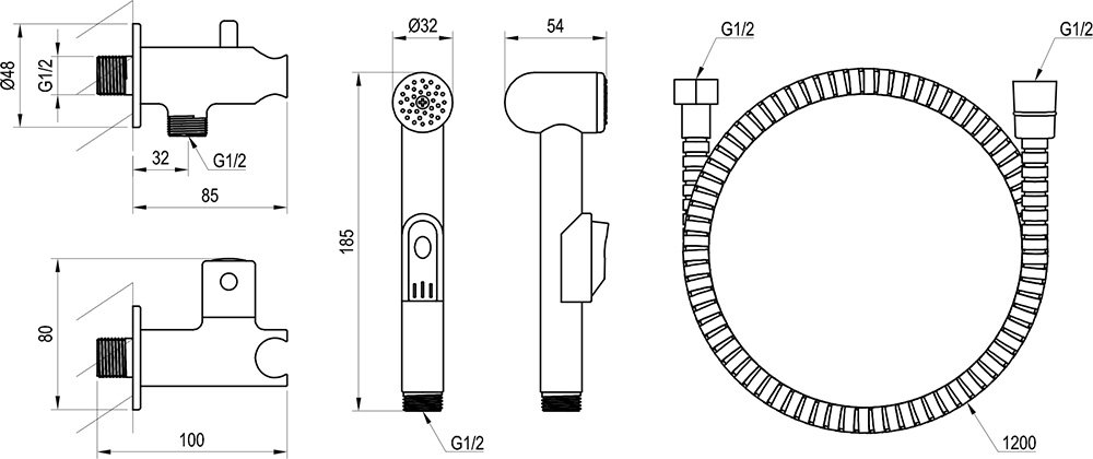 Wandventil mit Funktionsbrause