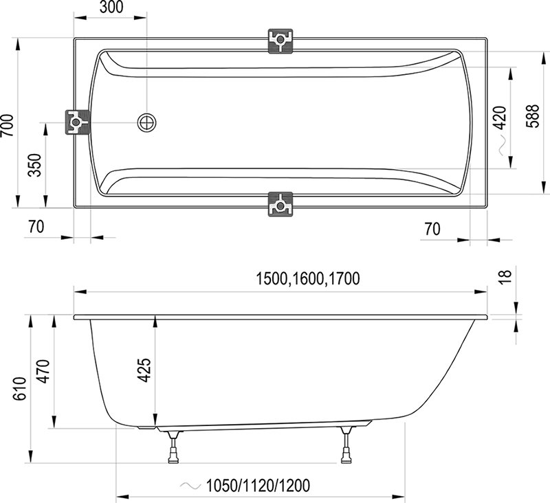 Badewanne Classic II Slim