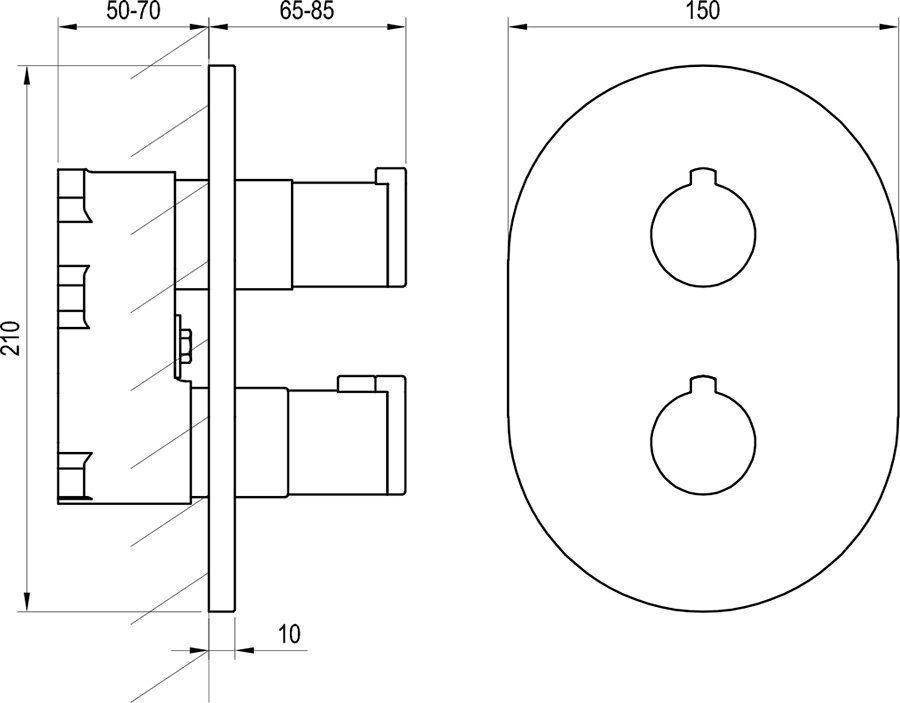 Thermostatische Unterputz-Drei-Wege-Batterie Chrome für R-Box Multi