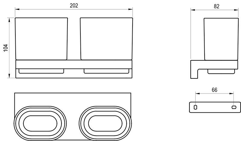 Halter mit zwei Bechern Chrome II