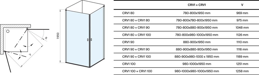 Duschabtrennung CRV1+CRV1