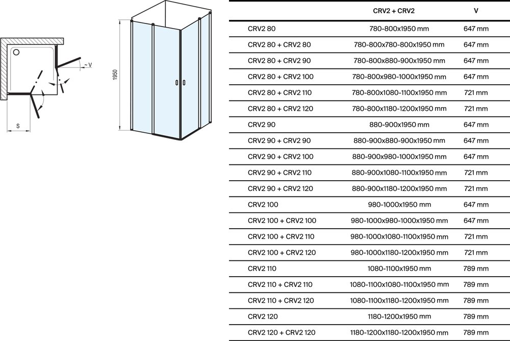 Duschabtrennung CRV2+CRV2