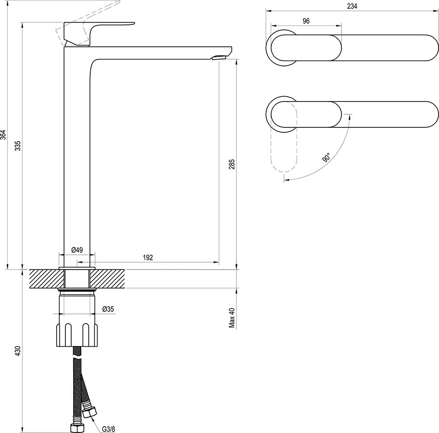 Einlocharmatur für Waschbecken Eleganta BeCool EL 015.01