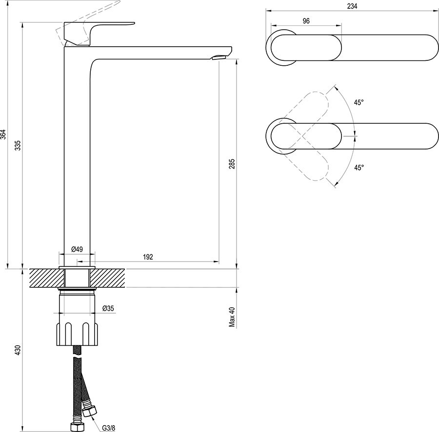 Einlocharmatur für Waschbecken Eleganta EL 015.00