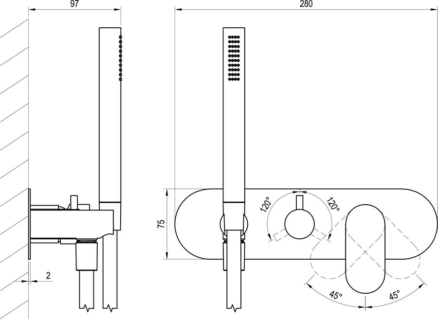 Eleganta EL 068.00-Unterputzarmatur mit Umsteller, mit Set, für R-Box