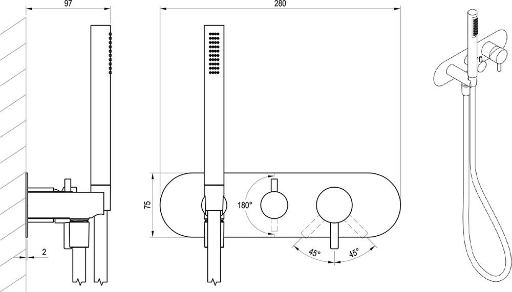 Espirit ES 068.00-Unterputzarmatur mit Umsteller, mit Set, für R-Box