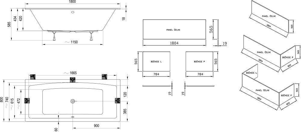 Badewanne Formy 02 Slim