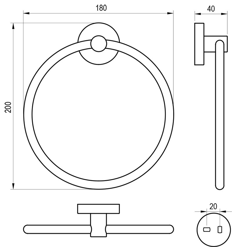 Runder Handtuchhalter Kona