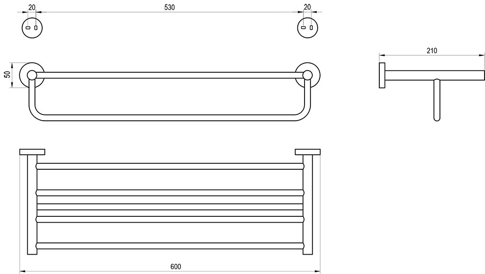 Handtuchablage mit Stange Kona