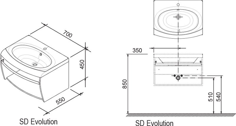 Waschbeckenunterschrank SD Evolution mit Reck