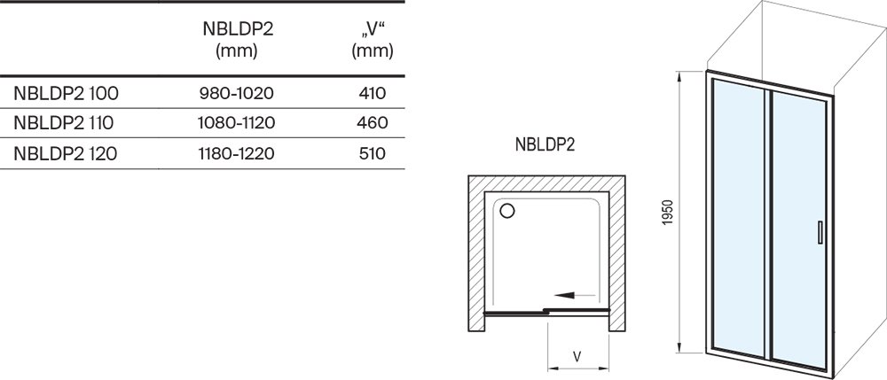 Duschgleittür für Nische Blix II NBLDP2
