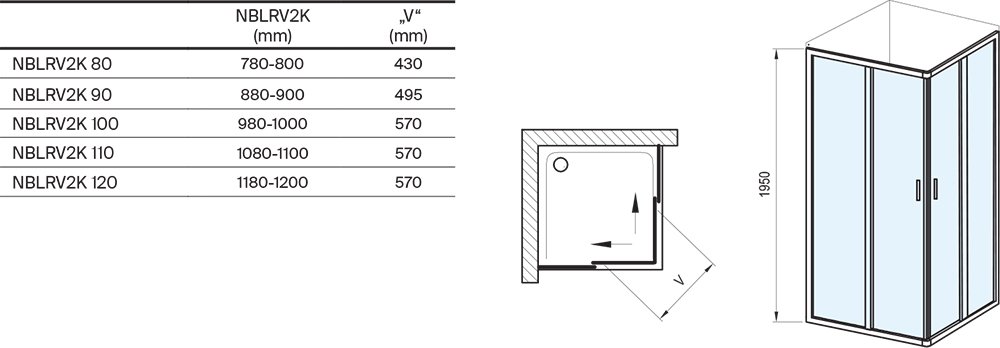 Duschgleittür Blix II NBLRV2K+NBLRV2K