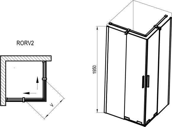 Eck-Duschabtrennung Roll RORV2