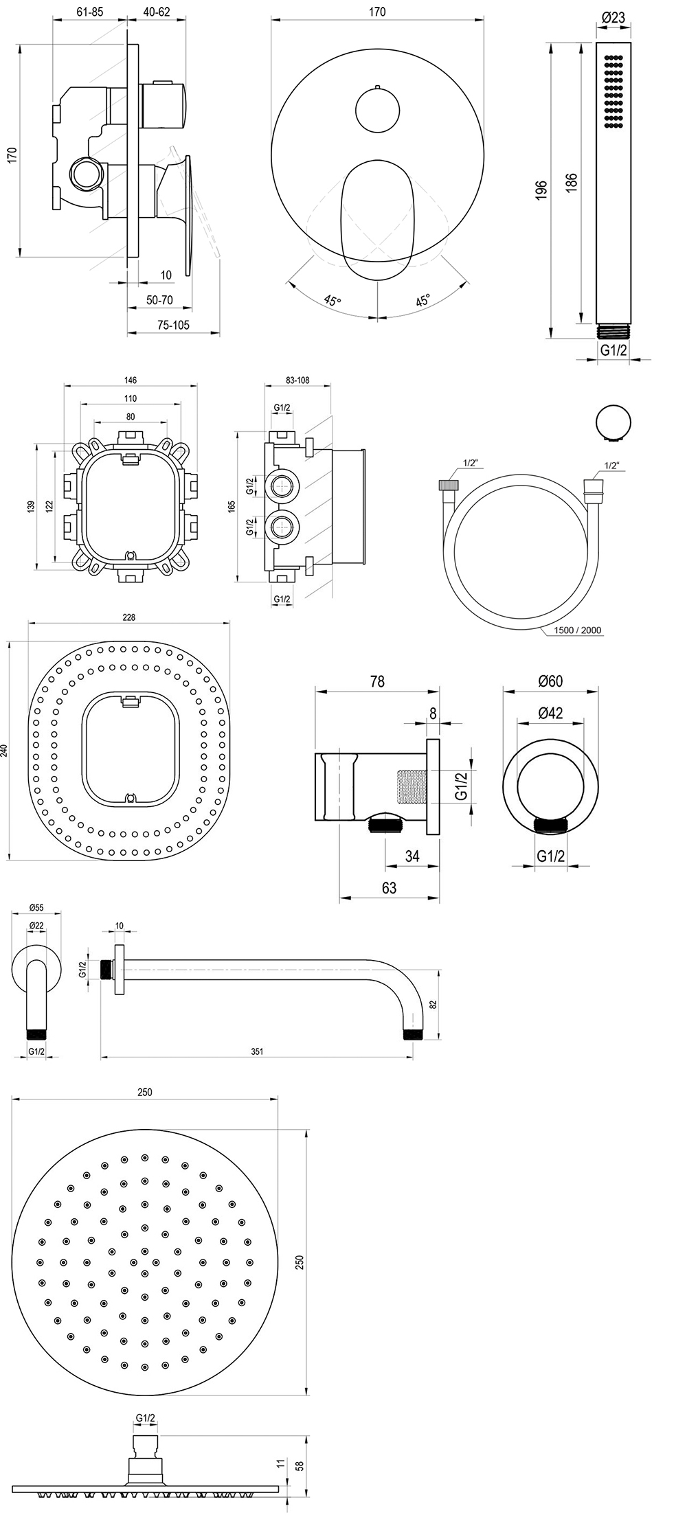 Unterputz-Duschset Spring SG 090