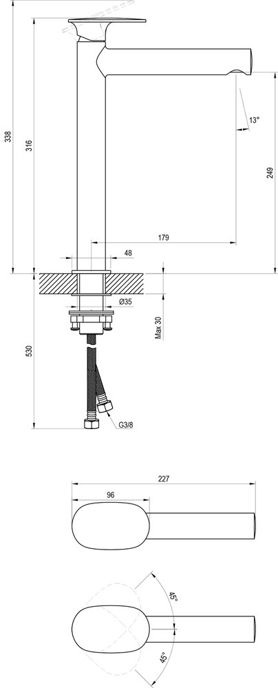Einlocharmatur für Waschbecken Spring SG 015.00