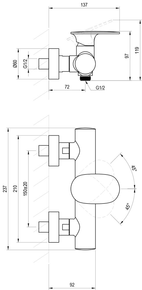 Duscharmatur zur Wandmontage Spring SG 032.00