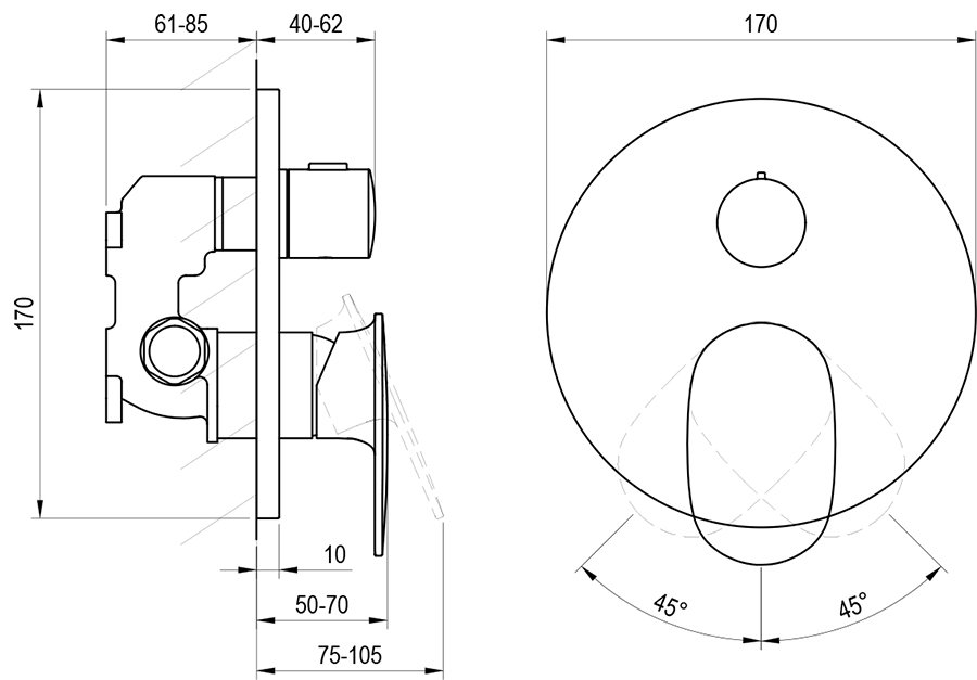 Unterputzarmatur Spring SG 065.00 mit Umsteller, für R-Box