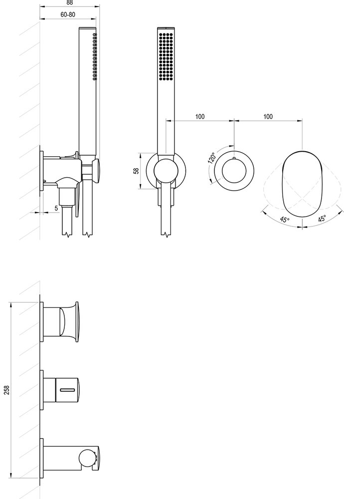 Spring SG 065.00+S Unterputzarmatur mit Umsteller, mit Set