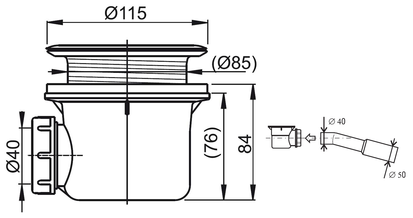 Duschwannensiphon RAVAK Basic 90