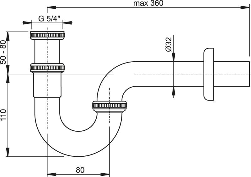 Waschbeckensiphon U chrom