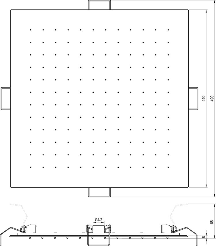 Decken-Kopfbrause, quadratisch, 440x440 mm