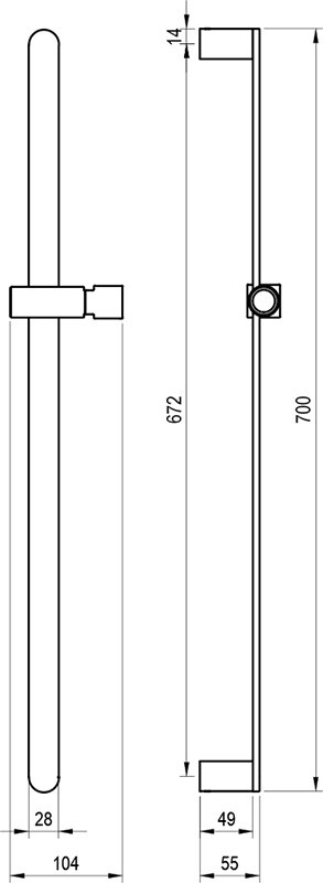 Verstellbare Halterung für Handbrause 70 cm
