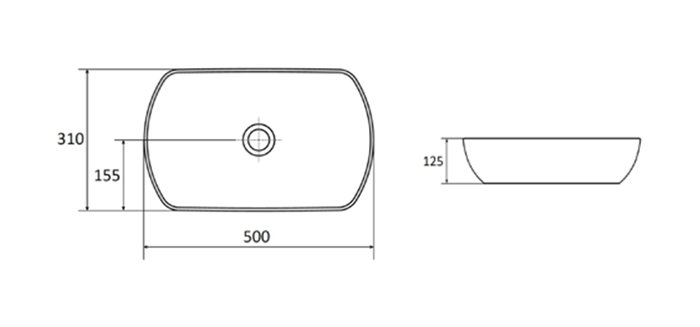 Keramik-Aufsatzwaschbecken Uni 500 O&nbsp;Slim